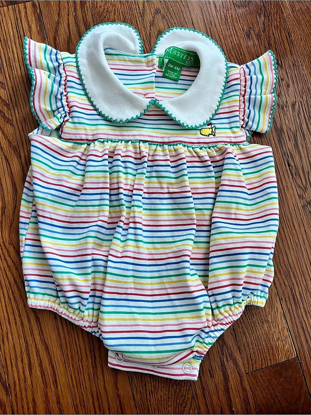 Marty's Kids Striped Collared the masters Bodysuit Baby 3M-6M Like New